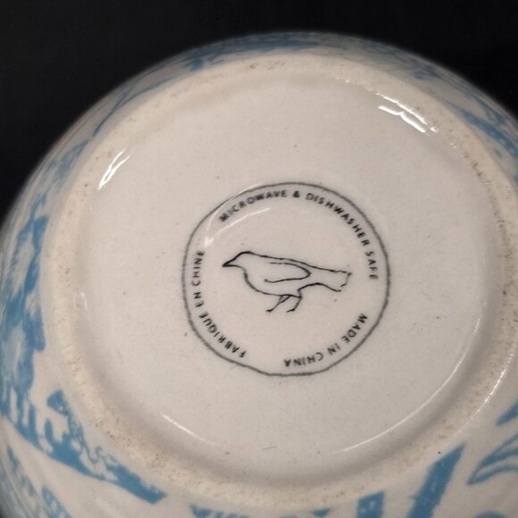 Anthropologie Homegrown Monogram M, Aqua Floral 16 Oz Coffee Tea Mug - Picture 5 of 6